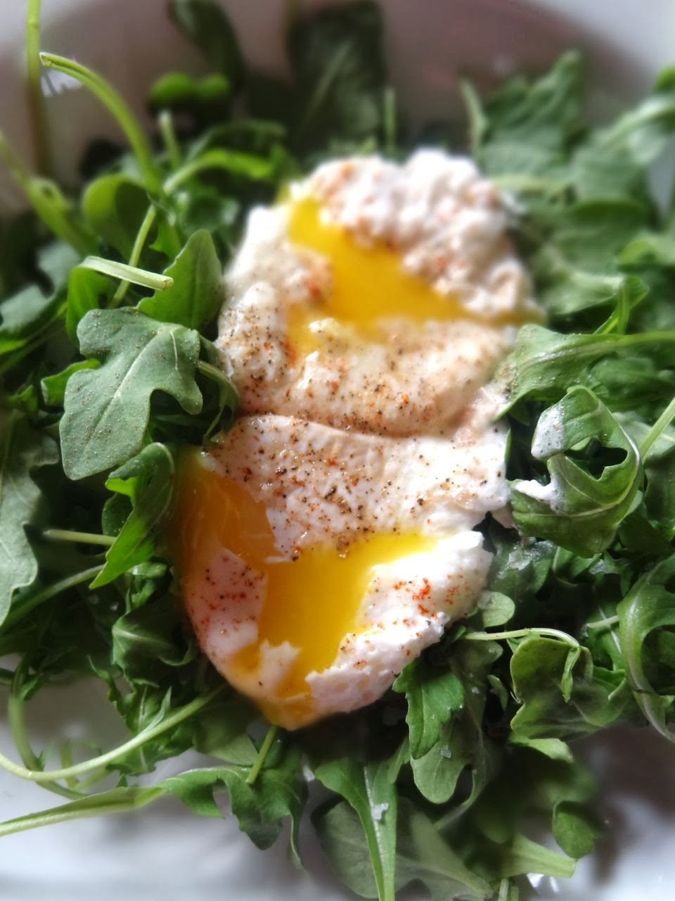 Scrumpdillyicious Poached Eggs on Wild Baby Arugula