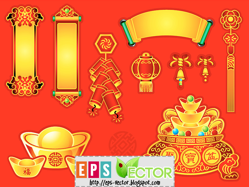 [Vector] Chinese New Year decoration EPS Vector BLOG