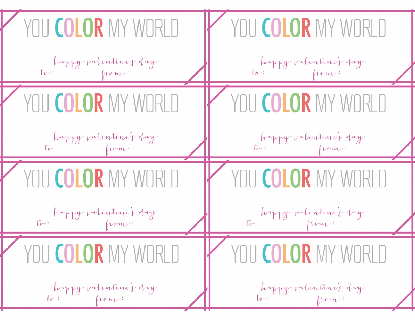 You Color My World Valentine Printable Printable Word Searches