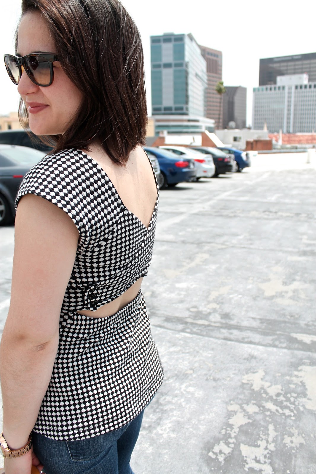 Anthropologie Neo-Gingham Crossback Tee