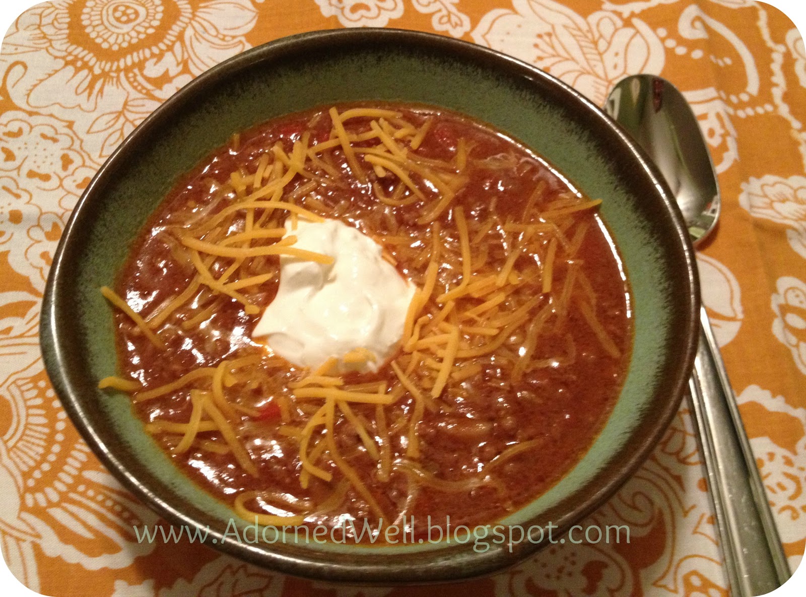 Adorned Well...a Hand Crafted Life Coffee Bean{less} Chili Recipe