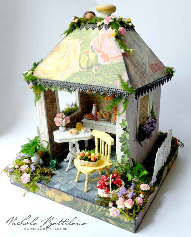 Pixie Hill Miniature Floral Tea Cottage