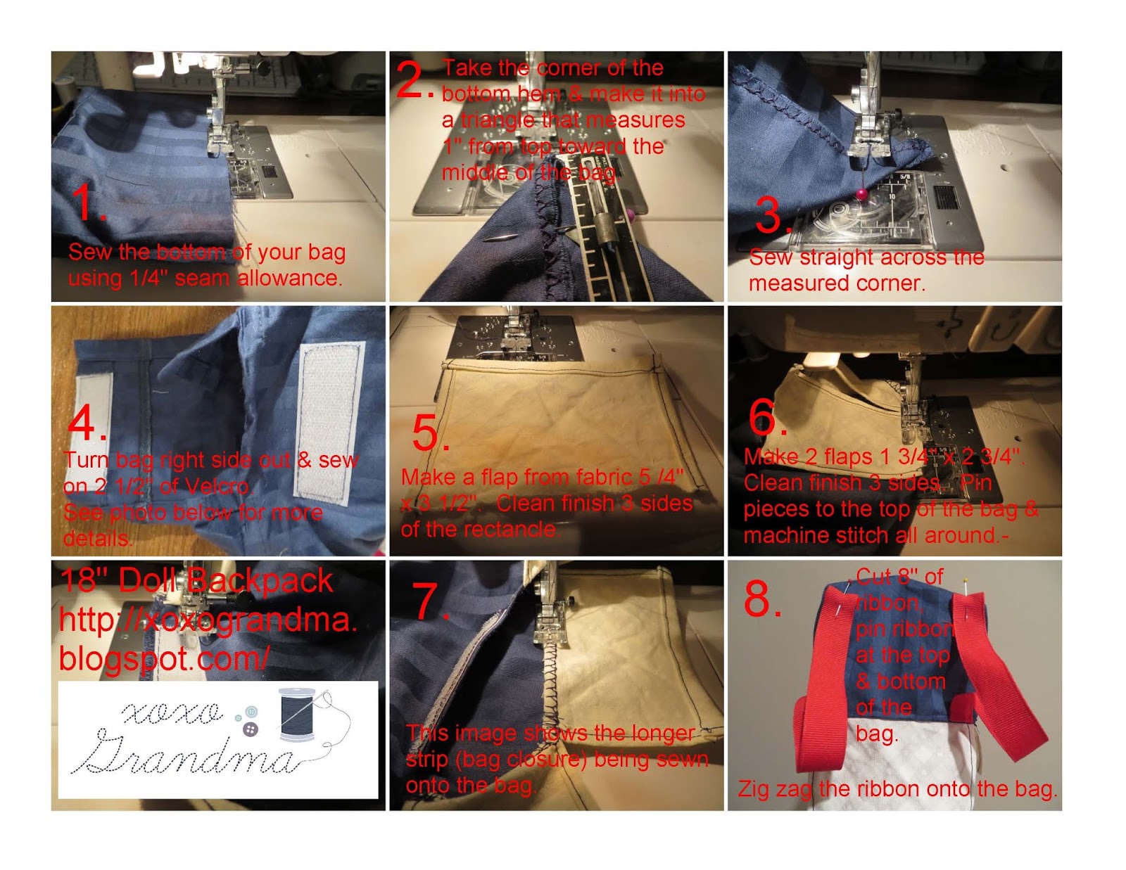 xoxo Grandma Backpack Fit for A Doll