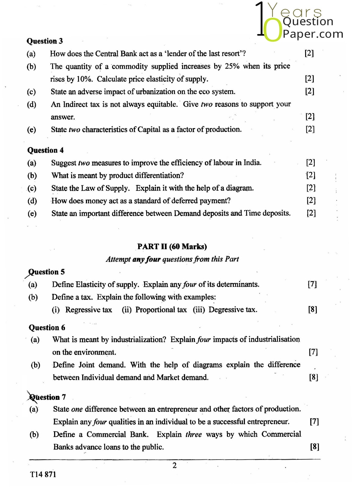 icse 2014 class 10th Economic Application question paper icse 2014 class 10th Economic Application question paper