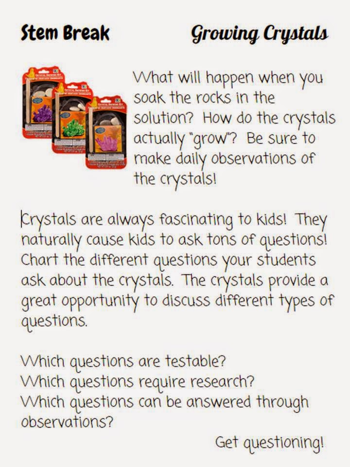 Growing a STEM Classroom Questioning with Crystal Kits A STEM Break