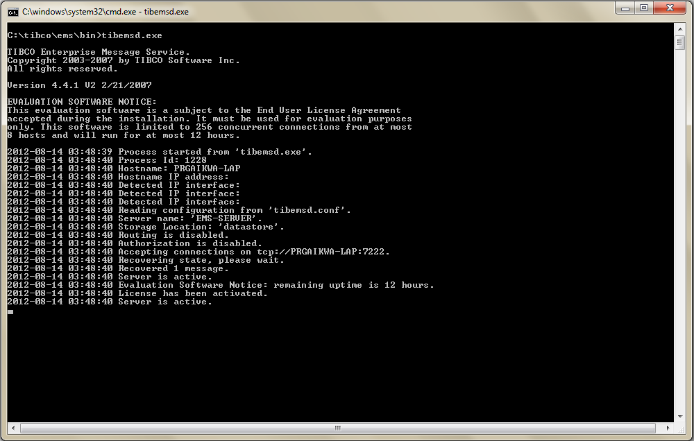 Tibco ems windows cluster