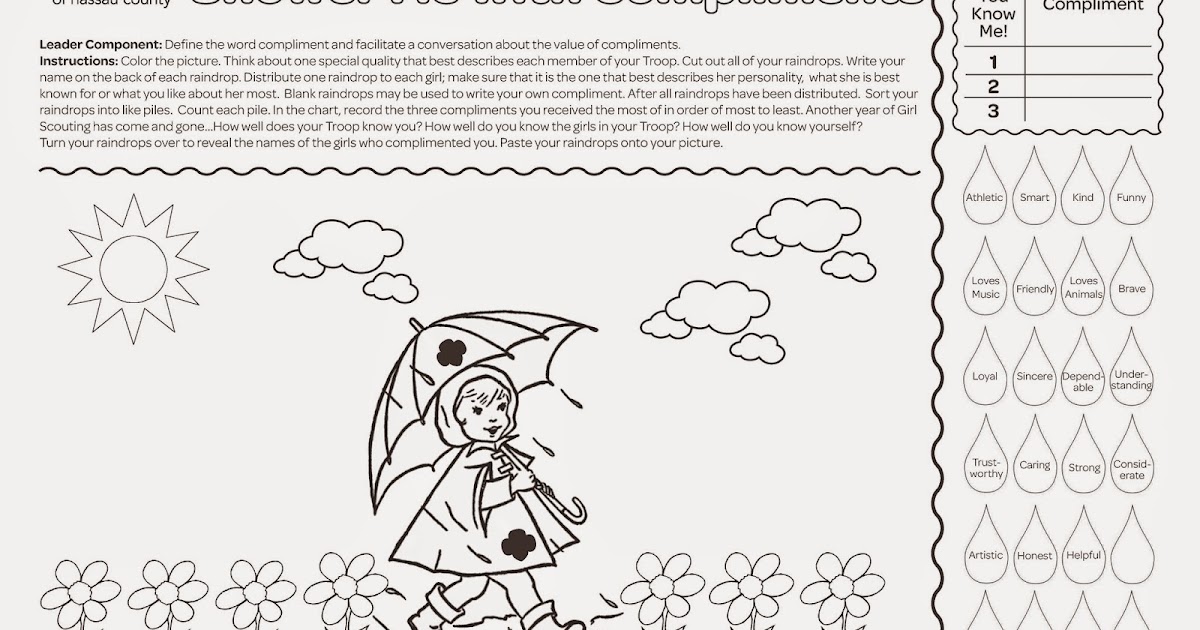 Girl Scouts of Nassau County Shower Me With Compliments Activity