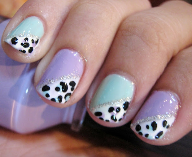nail tutorial simple pastel leopard