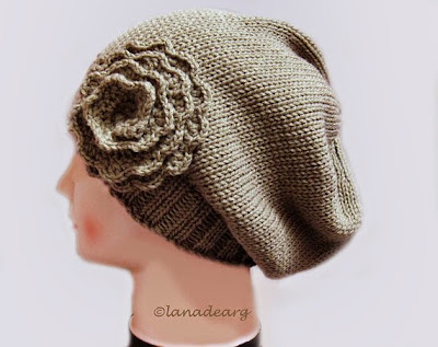 Knitting pattern Beanie Slouchy Hat for women