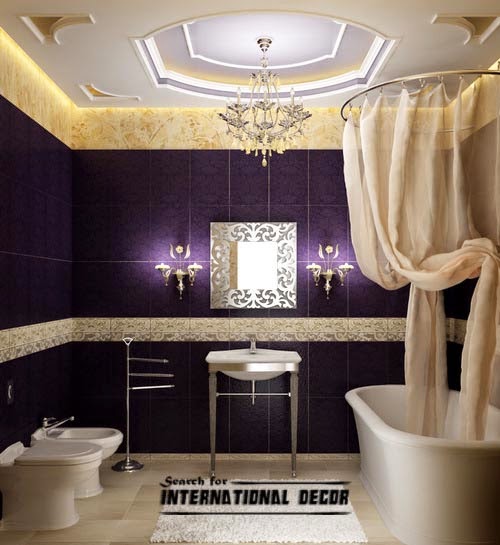 False ceiling designs for bathroom, luxury purple bathroom