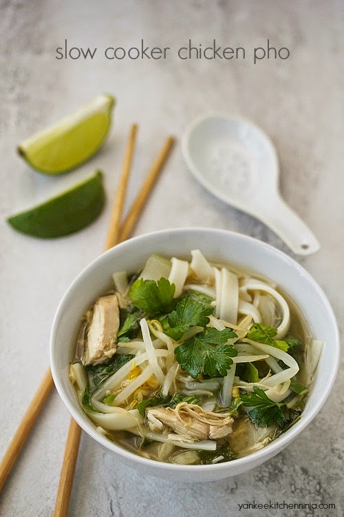 Slow cooker chicken pho Yankee Kitchen Ninja