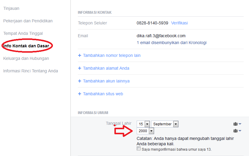 Cara menukar opsi facebook