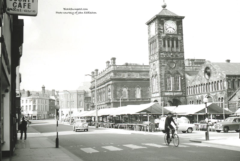 BLACKBURN PAST King William St / Market Hall & Clock 1963