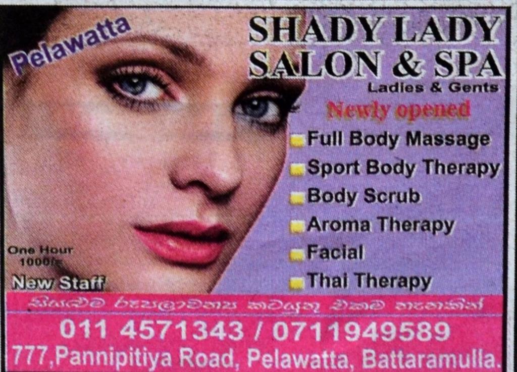 Lanka Spa Advisor: Shady lady salon and spa - Palawatta