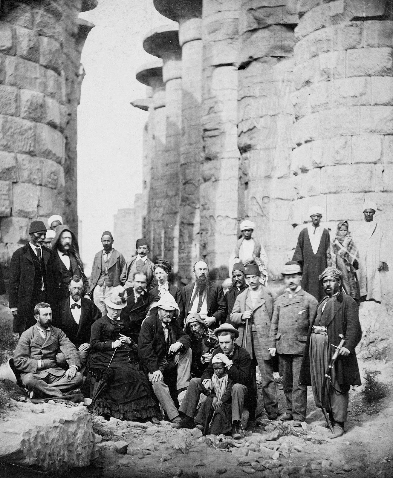 Ulysses S Grant Posing With Family Members Entourage And Locals At The Karnak Temple Complex In Egypt 1870s Ulysses S Grant Posing With Family Members Entourage And Locals At The Karnak Temple Complex In Egypt 1870s