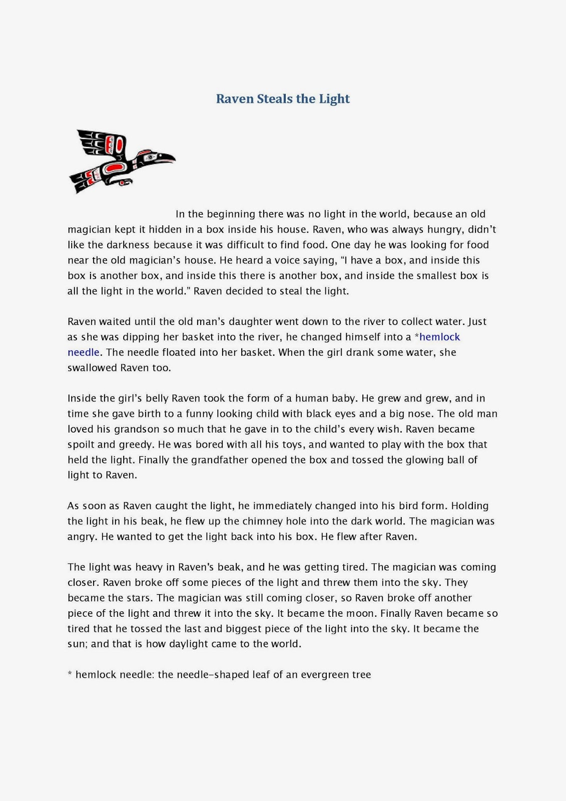 worksheet The Raven Worksheet raven steals the light reading comprehension mayas teaching blog comprehension