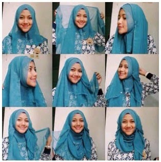 Contoh Gambar Tutorial Cara Pakai Hijab Modern Sederhana