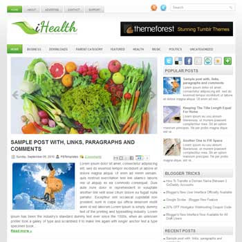iHealth blogger template. free blogspot template magazine style