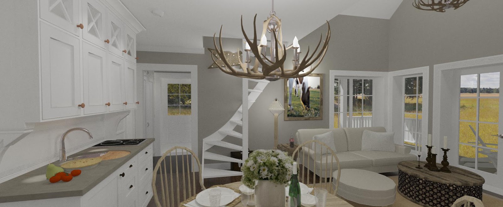 Den vita drömgården: gästhus i new england stil på 48 kvadratmeter