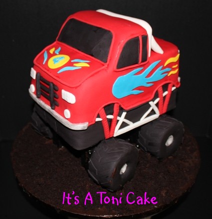  Wheels Birthday Cake on Monster Truck  Inspired By Invitation