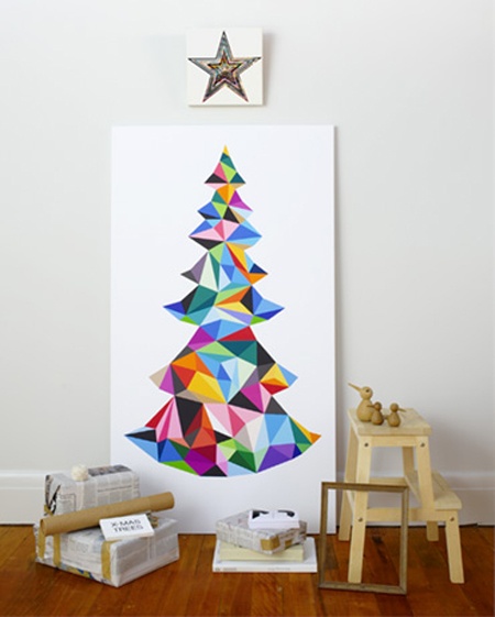 Árvores de natal criativa de parede feita em tela e pintura