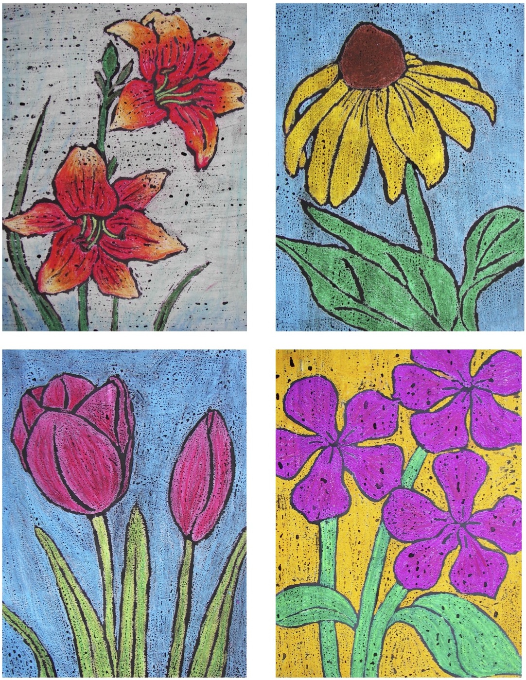 The Rolling Artroom Floral Oil Pastel Resist (7th12th General Art)