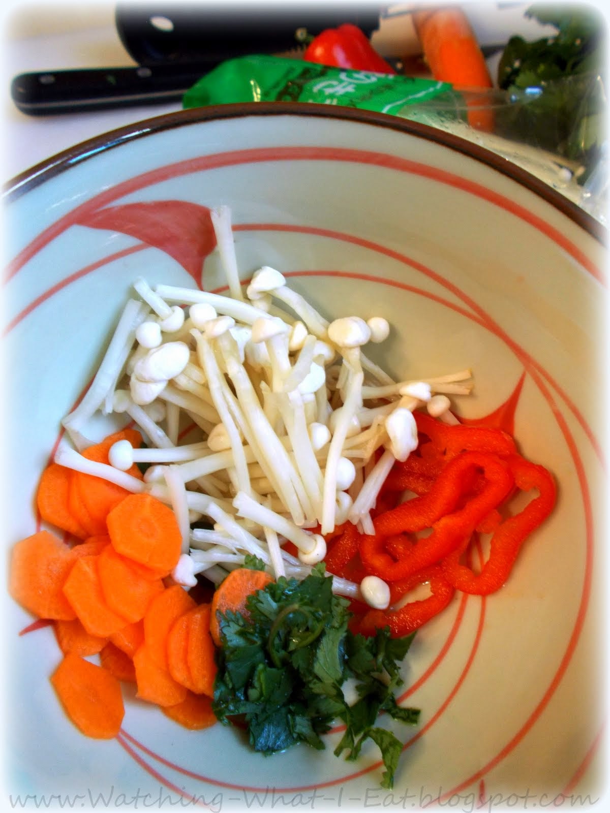 Watching What I Eat Quick Enoki Mushroom Soup Meatless Monday