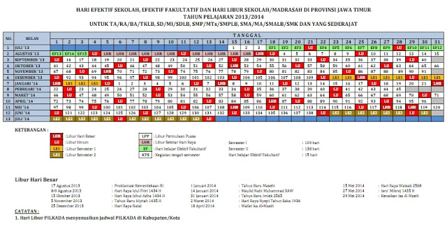 kalender pendidikan sd mi smp mts sma ma smk tahun pelajaran 2013 2014