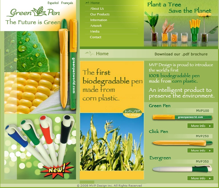 Green Espirit Biodegradable Pen made from CornStarch Plastic