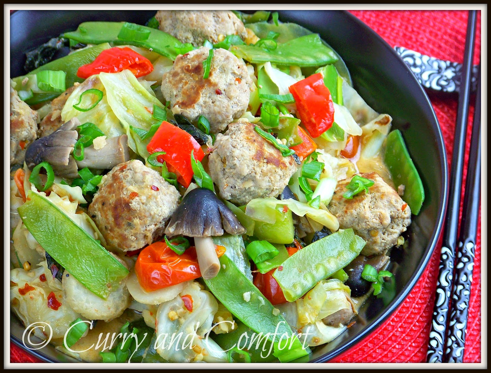 Kitchen Simmer Thai Meatball and Vegetable Stir Fry