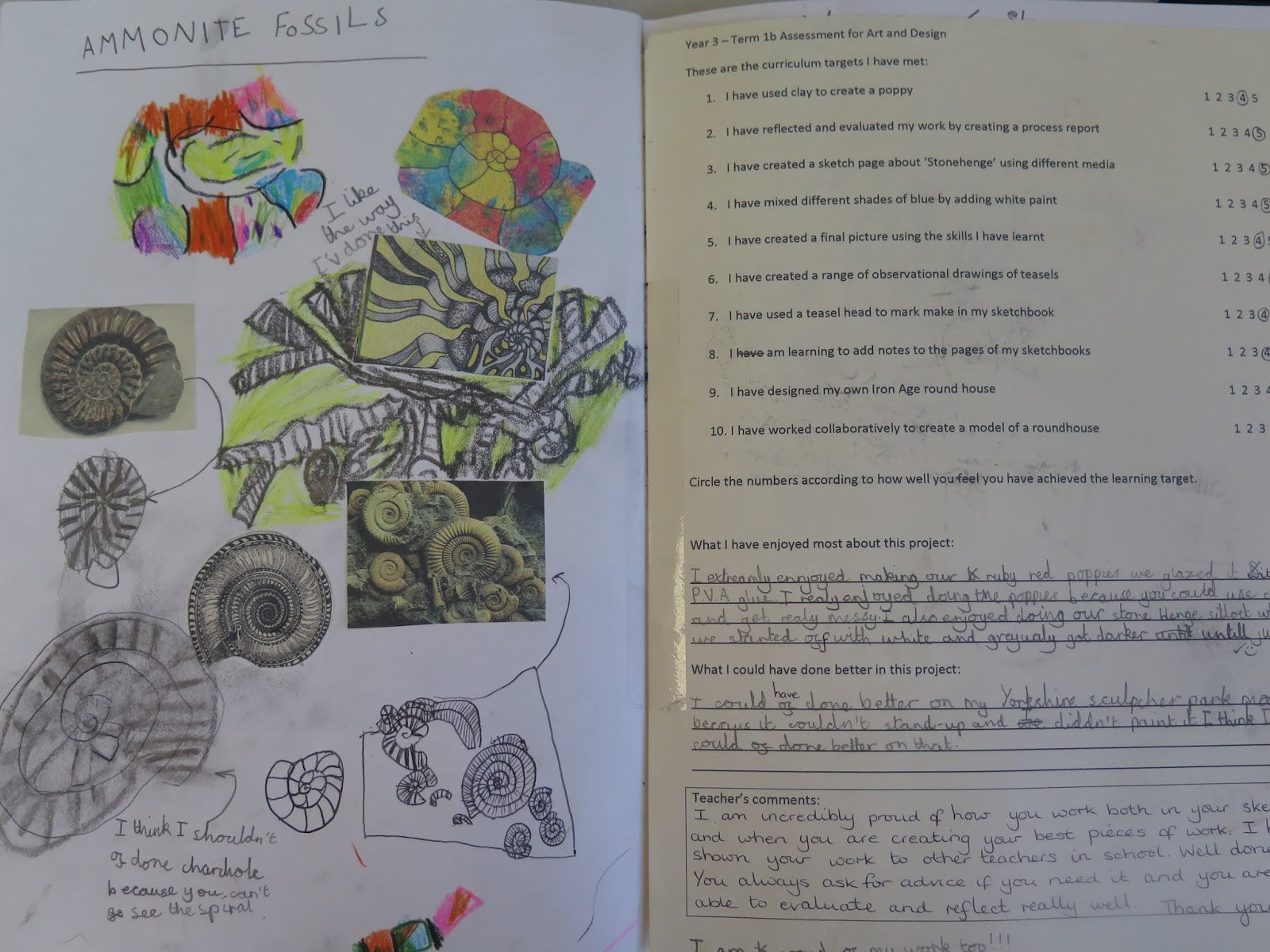 Gomersal Primary School Art Example Sketchbook pages Year 3