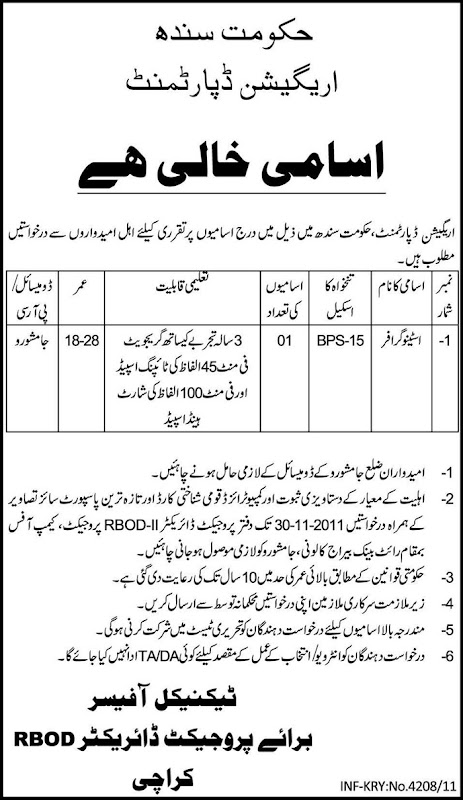 Irrigation Department Sindh Government Jobs