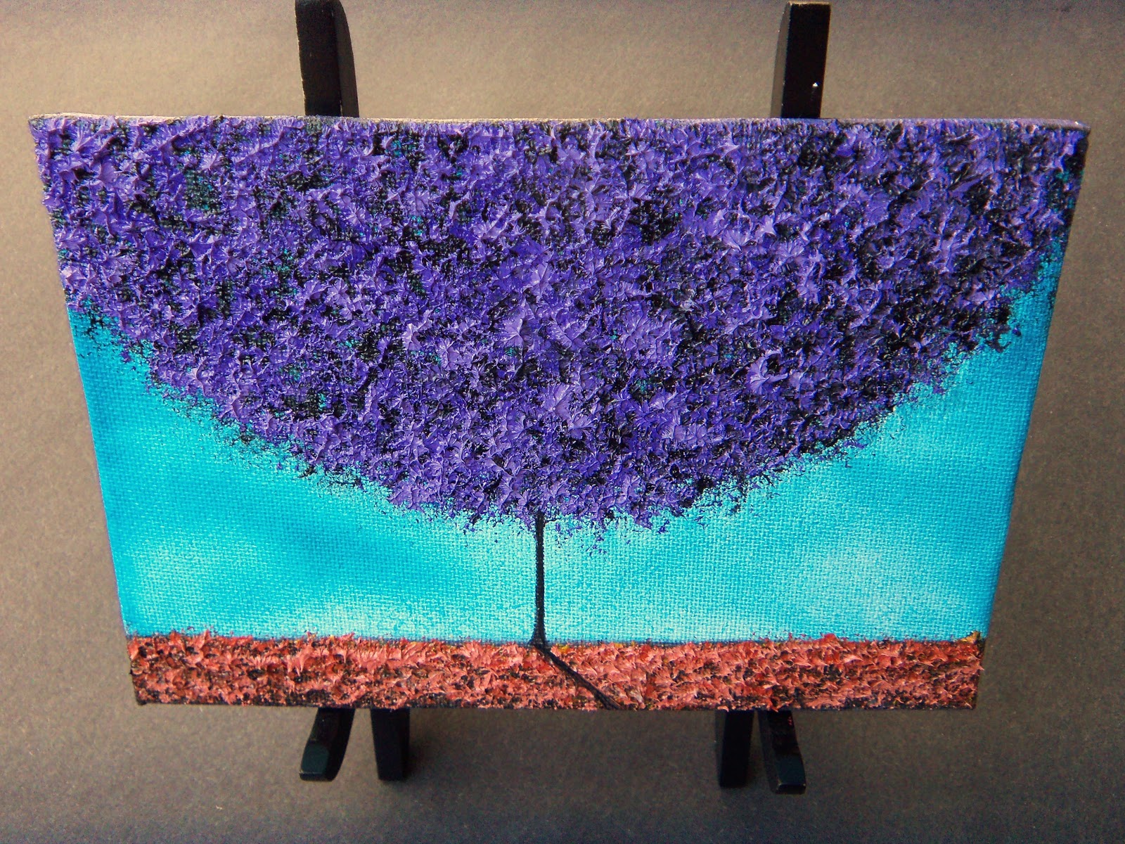 Purple Tree Oil Painting, Tree Art Wall Decor, Tree Landscape, 5 x 7