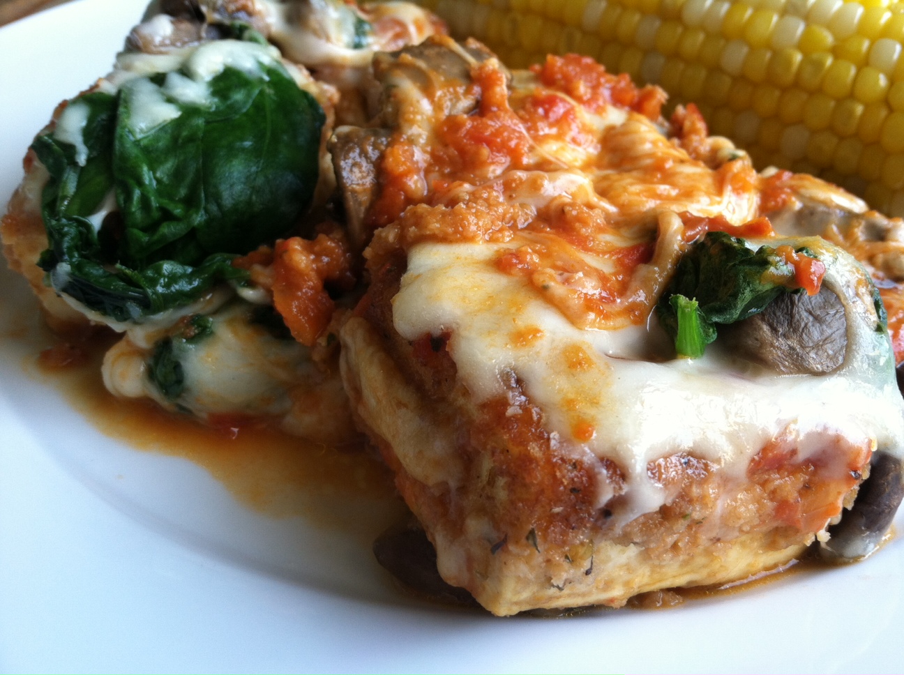 A Taste of Home Cooking Tofu Parm with Spinach and Mushrooms