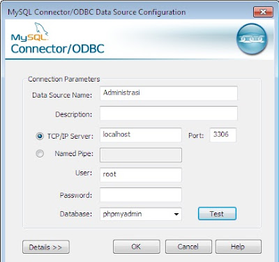 konfigurasi database odbc mysql