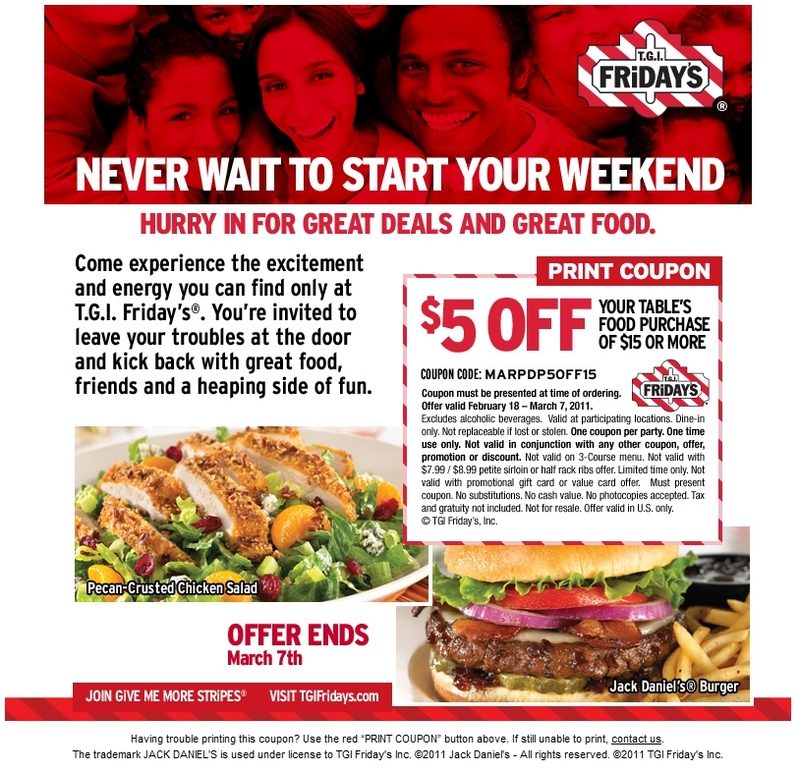 TGI Fridays Restaurant Coupons