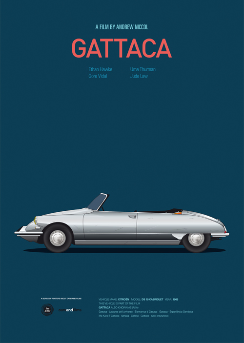 Carros famosos do cinema em posters minimalistas - Jesús Prudencio - Gattaca Carros famosos do cinema em posters minimalistas - Jesús Prudencio - Gattaca