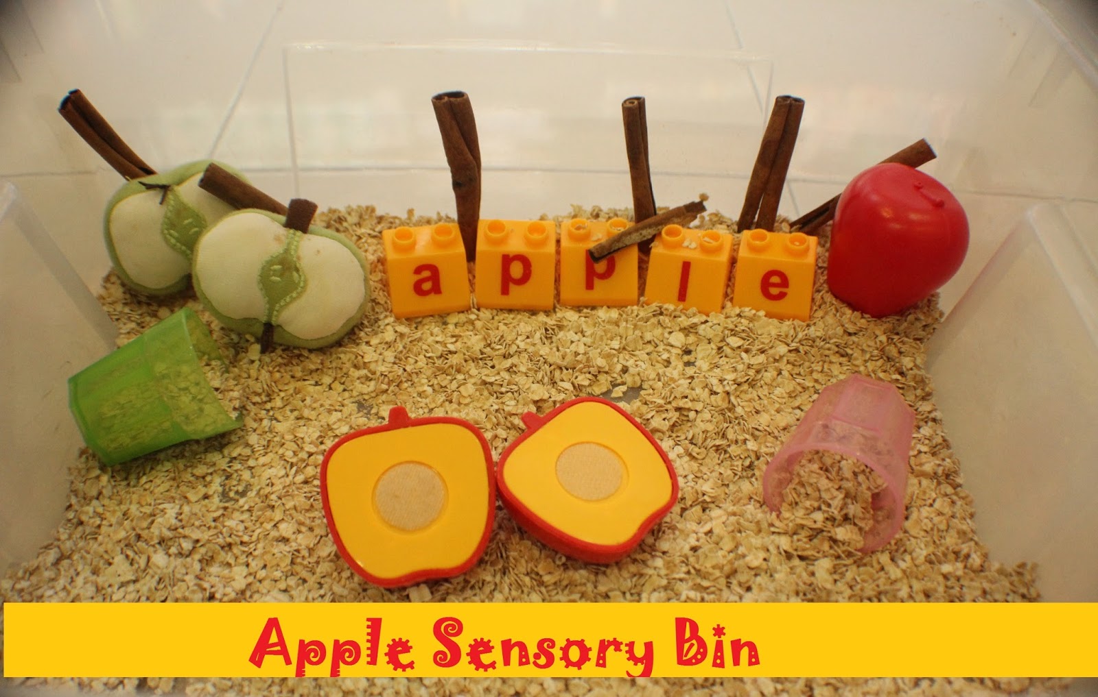 Little Tiger Growing Up Baby School Apple Sensory Bin