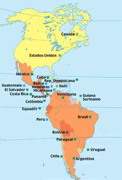 Esquema del continente Americano con nombres - Imagui