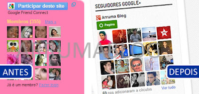IMAGEM: Visualização do antes e depois de gadget para seguir o blog IMAGEM: Visualização do antes e depois de gadget para seguir o blog