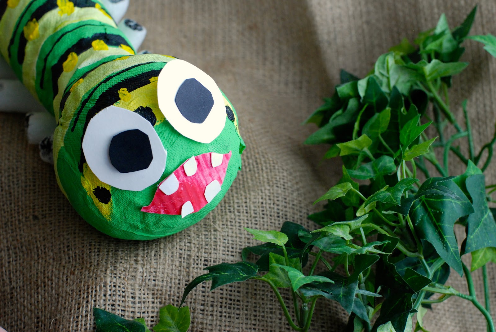 that artist woman Papier Mache Caterpillar