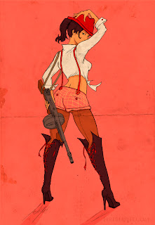 Tommy gun chick