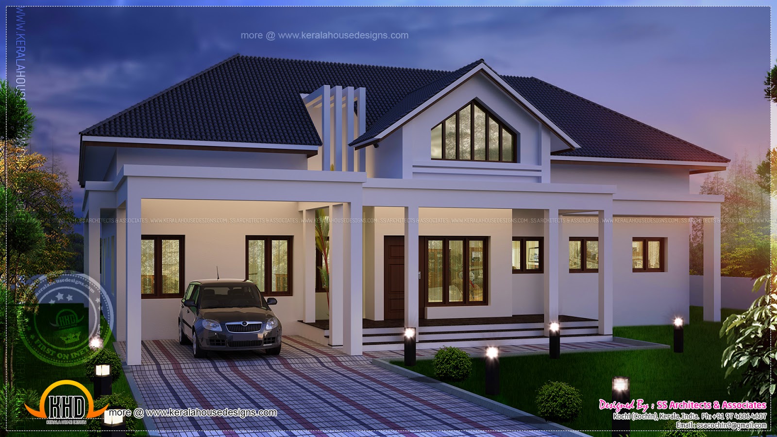 Night view beautiful modern villa Kerala home design and floor plans