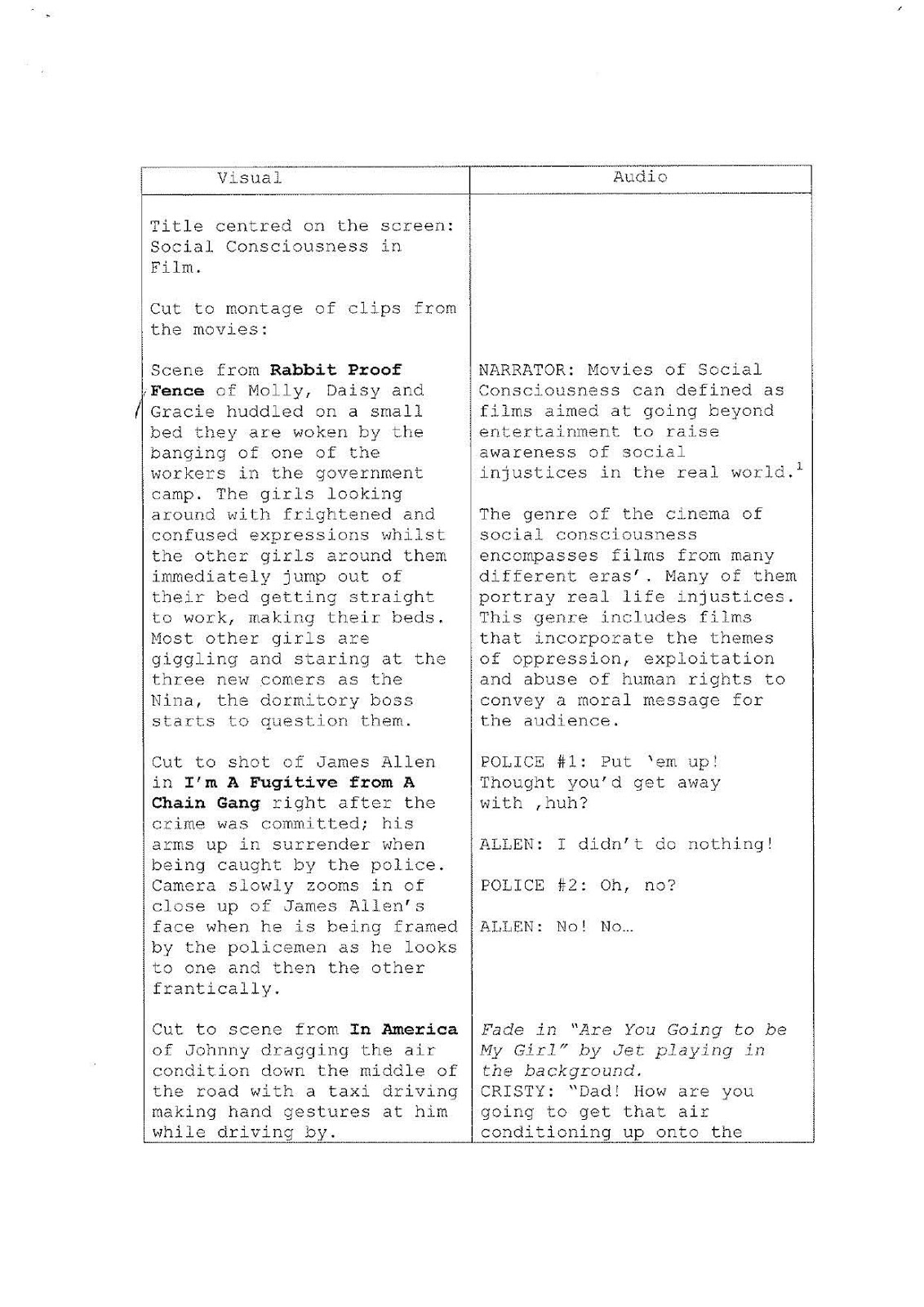 film documentary script ib