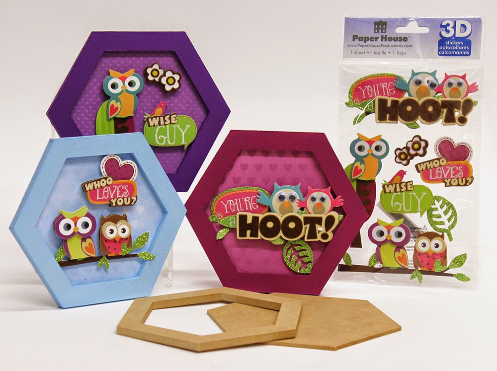 Use Hexagonal Frame with Paper House 3D Owl Stickers