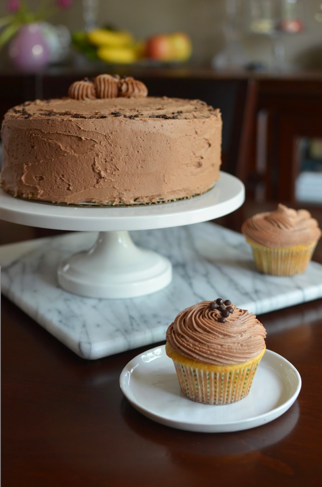 Playing with Flour Vanilla layer cake with chocolate buttercream frosting