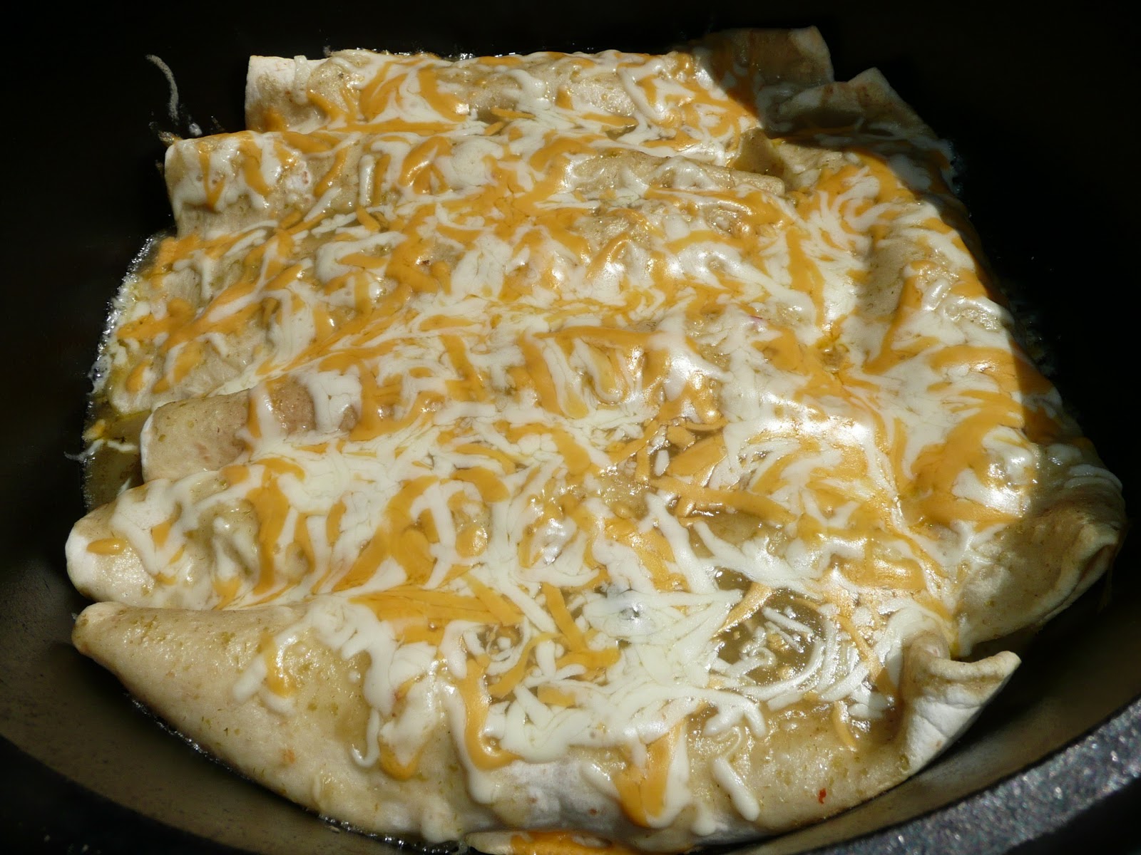 Everyday Dutch Oven Green Chile Chicken Enchiladas