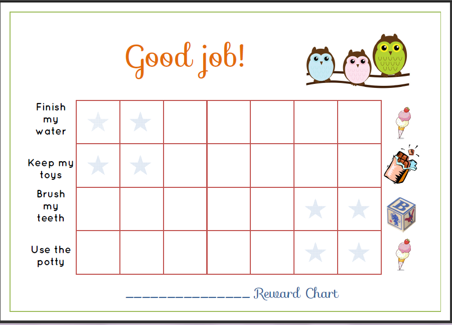 Toddler Reward Chart Printable Free