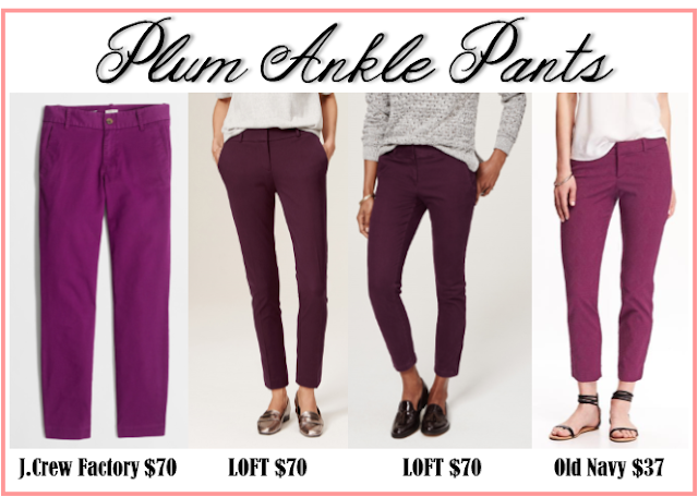 J.Crew for less fall fashion Plum ankle pants