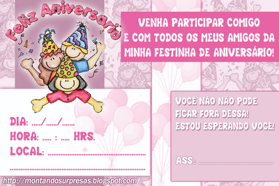 : Convite de Aniversário gratuito - é só baixar e imprimir